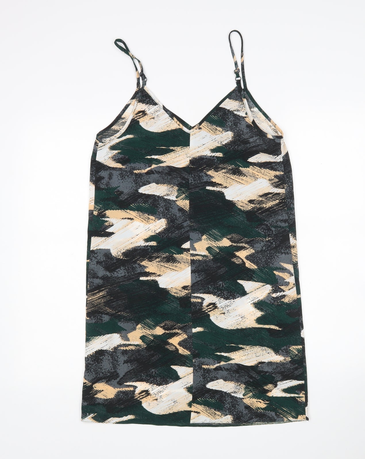 ASOS Womens Multicoloured Geometric Polyester Basic Tank Size 8 V-Neck