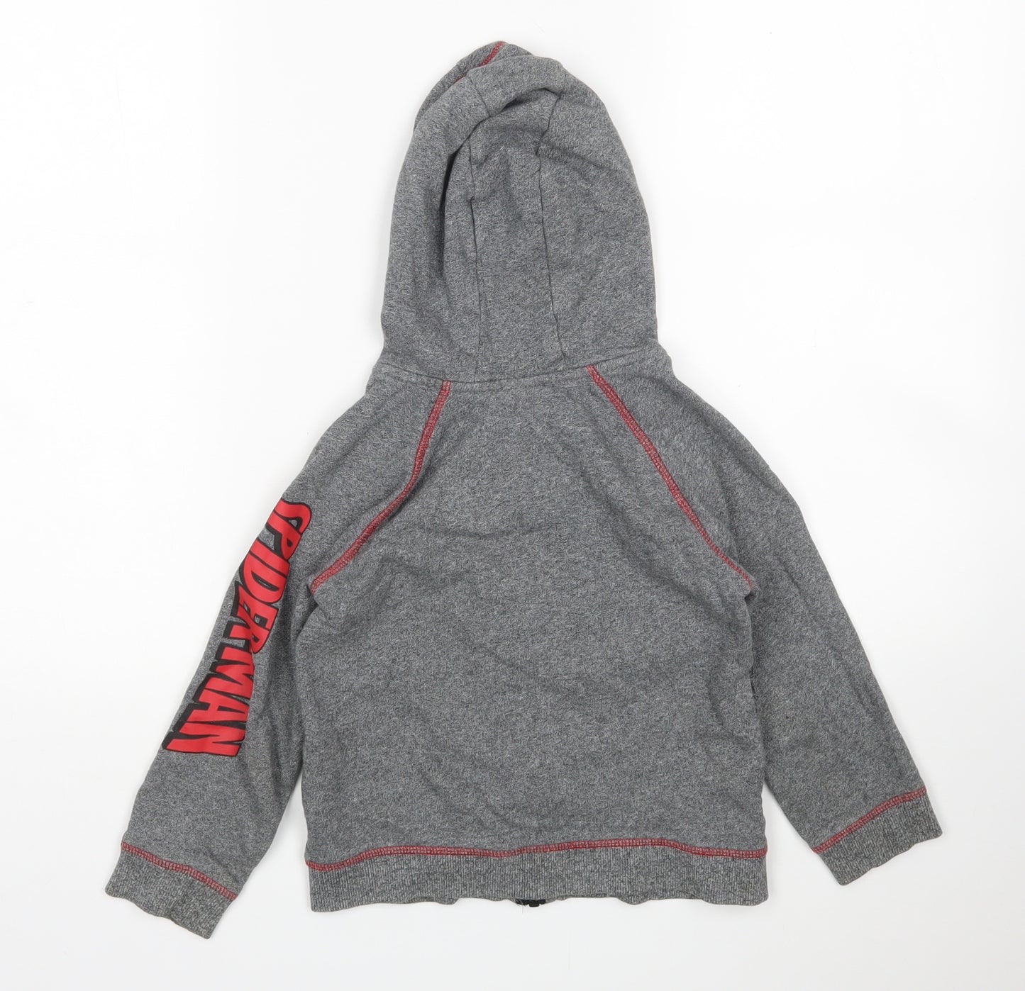 George Boys Grey  Cotton Full Zip Hoodie Size 5-6 Years   - Spiderman
