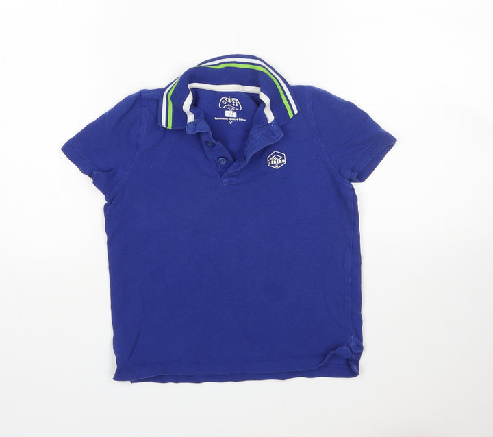 F&F Boys Blue  Cotton Basic Polo Size 5-6 Years Collared