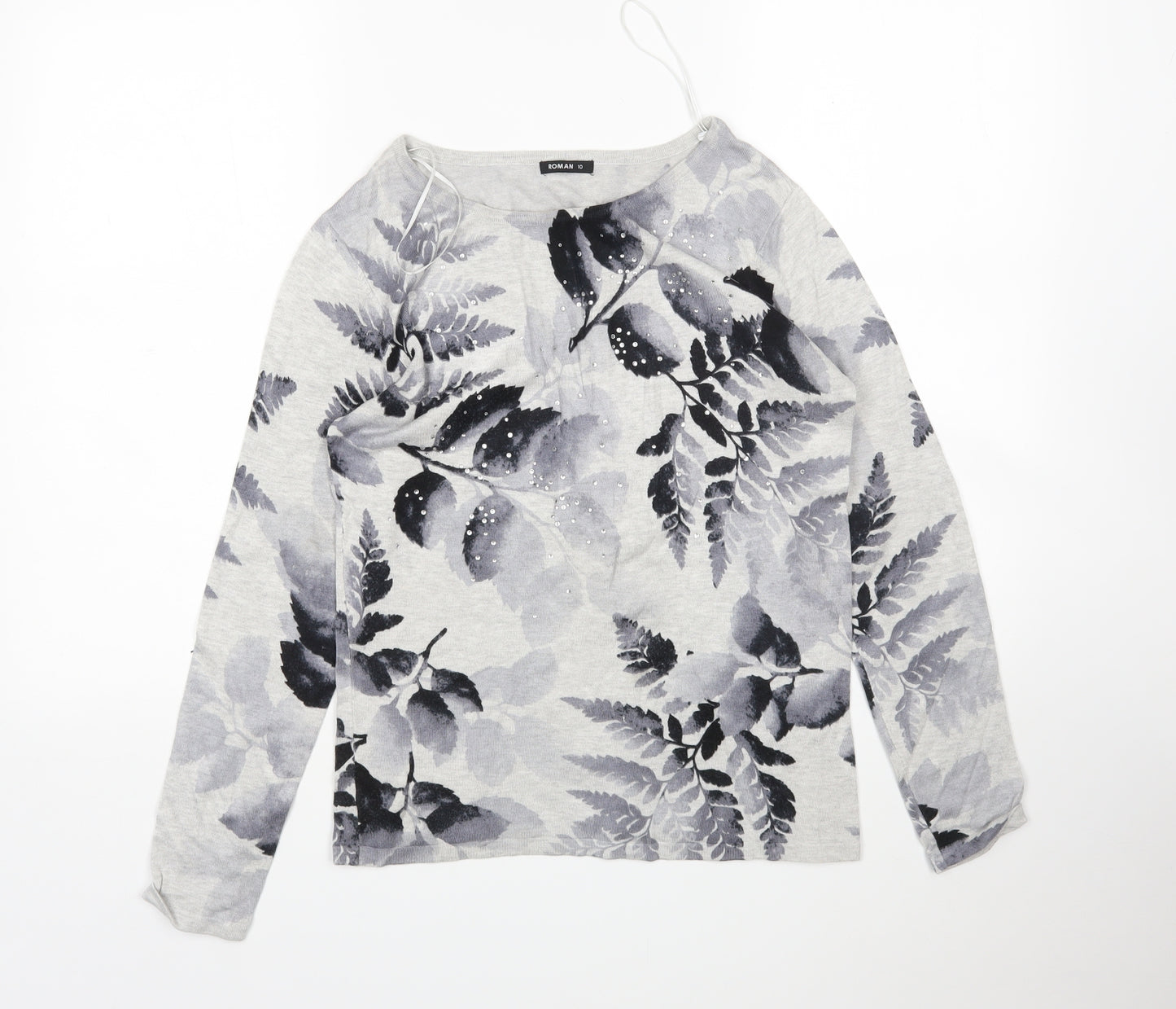 Roman Womens Multicoloured Round Neck Floral Viscose Pullover Jumper Size 10