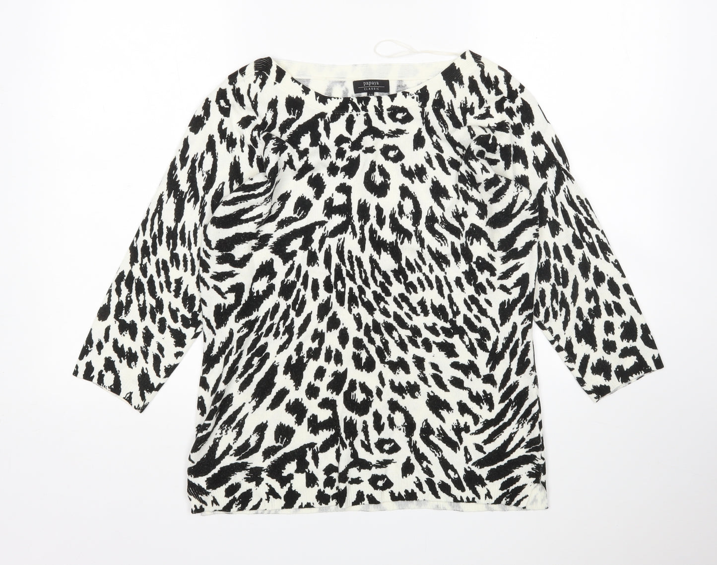 Papaya Womens Multicoloured Round Neck Animal Print Acrylic Pullover Jumper Size 12