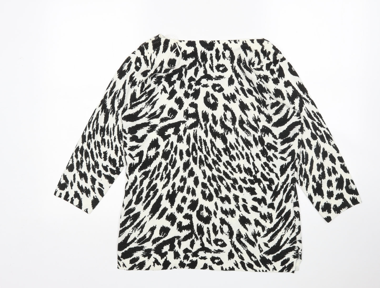Papaya Womens Multicoloured Round Neck Animal Print Acrylic Pullover Jumper Size 12