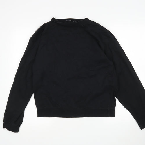 In the Style Womens Black  Cotton Pullover Sweatshirt Size S