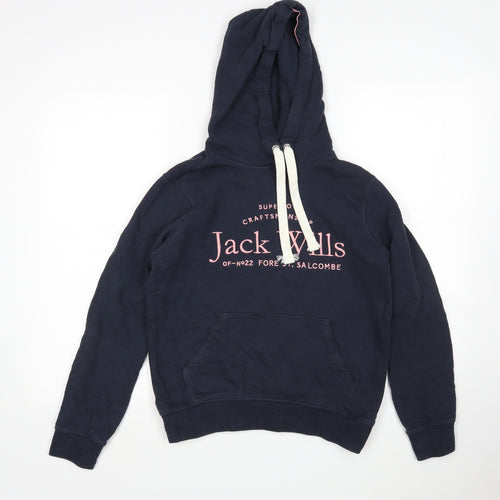 Jack Wills Womens Blue  Cotton Pullover Hoodie Size 8