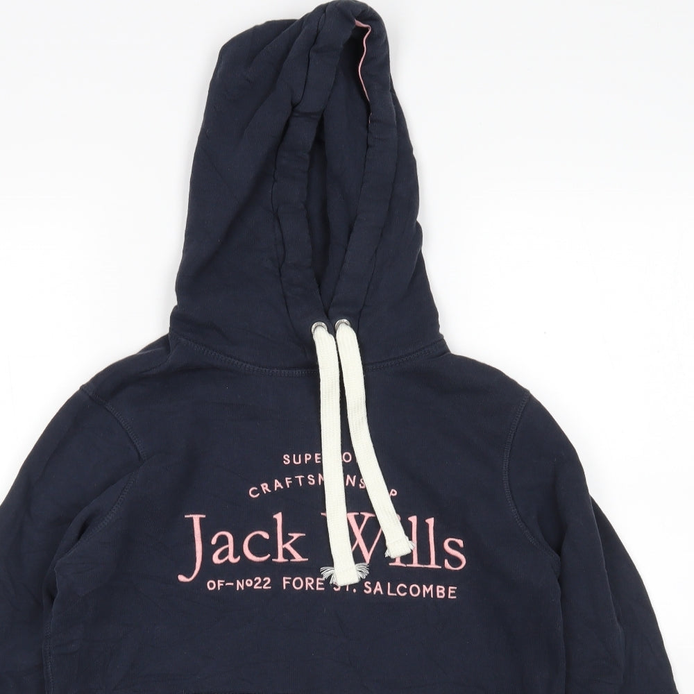 Jack Wills Womens Blue  Cotton Pullover Hoodie Size 8