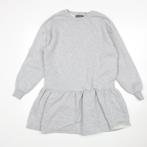 Primark Womens Grey  Cotton Jumper Dress  Size 2XS  Round Neck