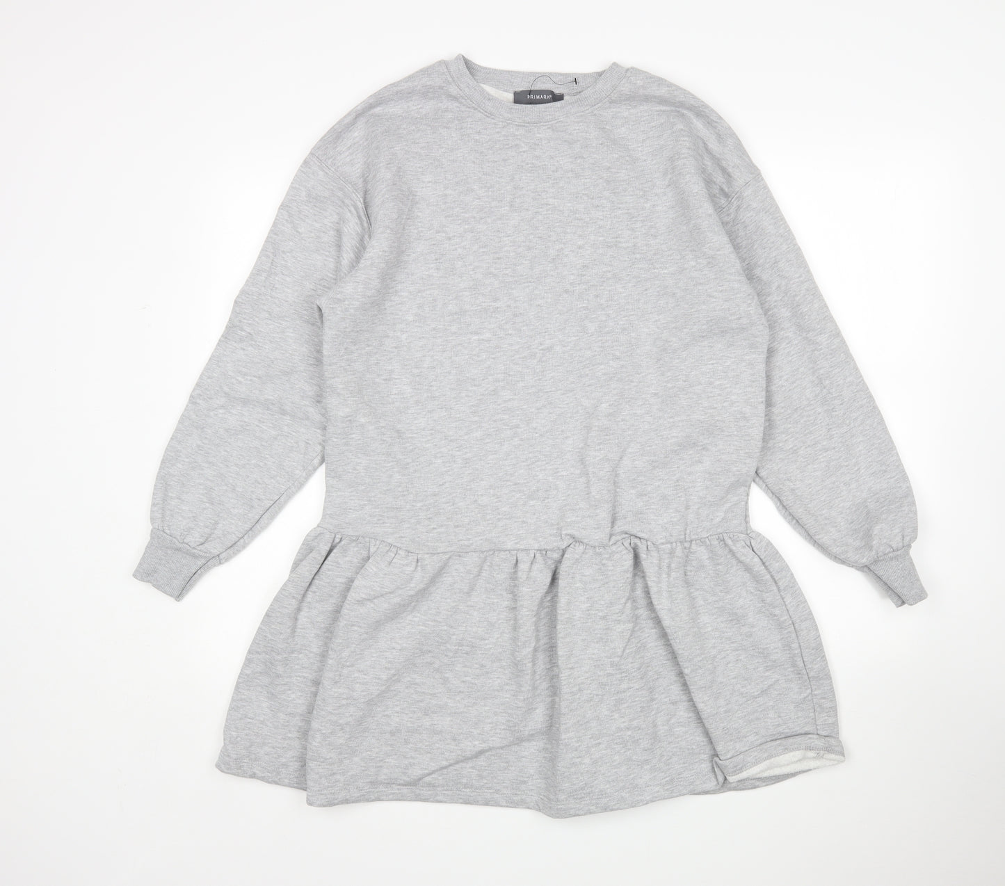 Primark Womens Grey  Cotton Jumper Dress  Size 2XS  Round Neck