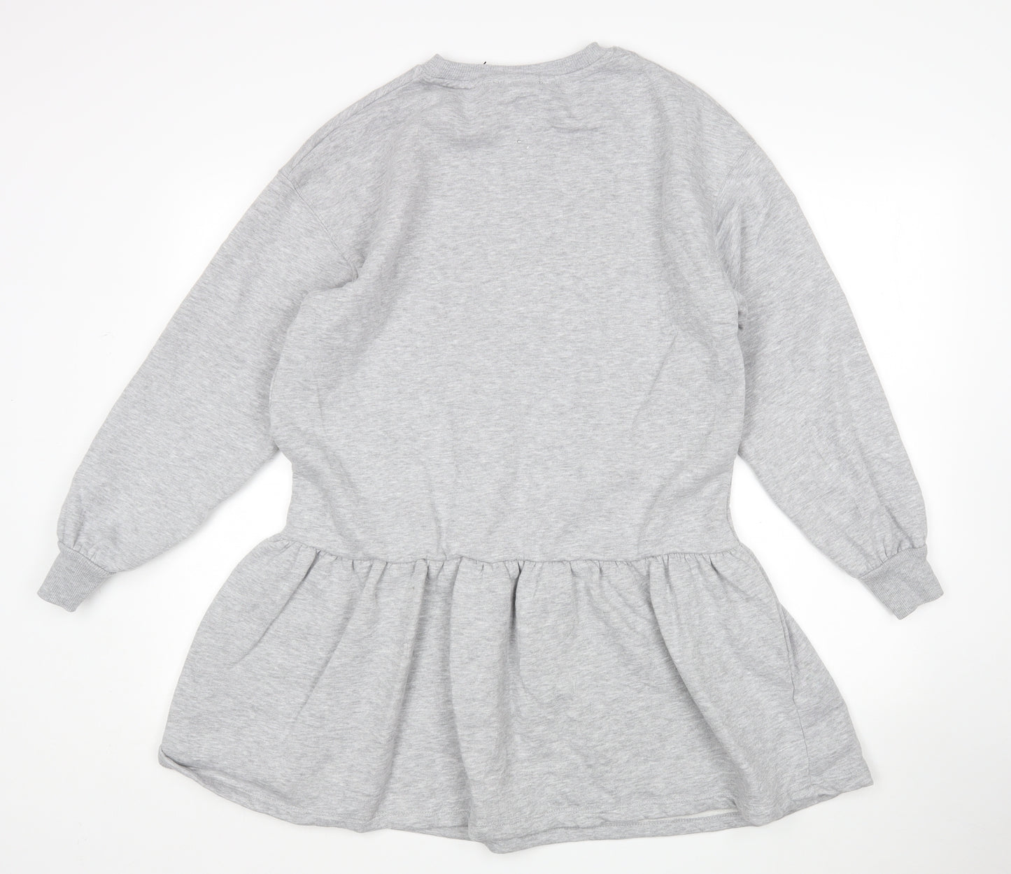 Primark Womens Grey  Cotton Jumper Dress  Size 2XS  Round Neck