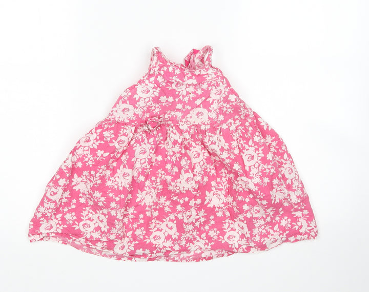 YD Girls Multicoloured Floral Cotton A-Line Size 3-4 Years Square Neck