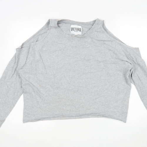 Victoria Sport Womens Grey  Cotton Pullover Sweatshirt Size L