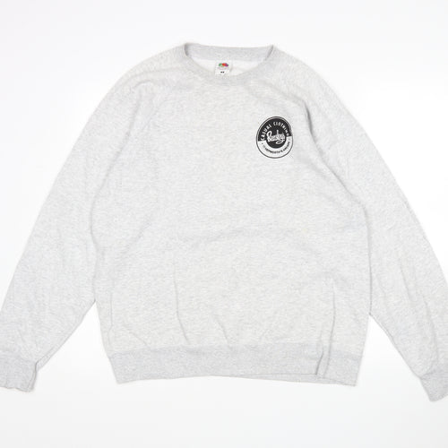 Fruit of the Loom Mens Grey  Cotton Pullover Sweatshirt Size L
