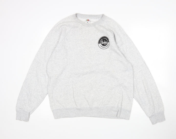 Fruit of the Loom Mens Grey Cotton Pullover Sweatshirt Size L