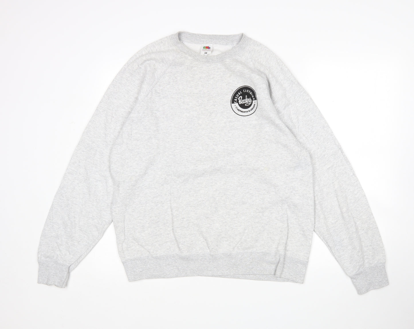 Fruit of the Loom Mens Grey  Cotton Pullover Sweatshirt Size L