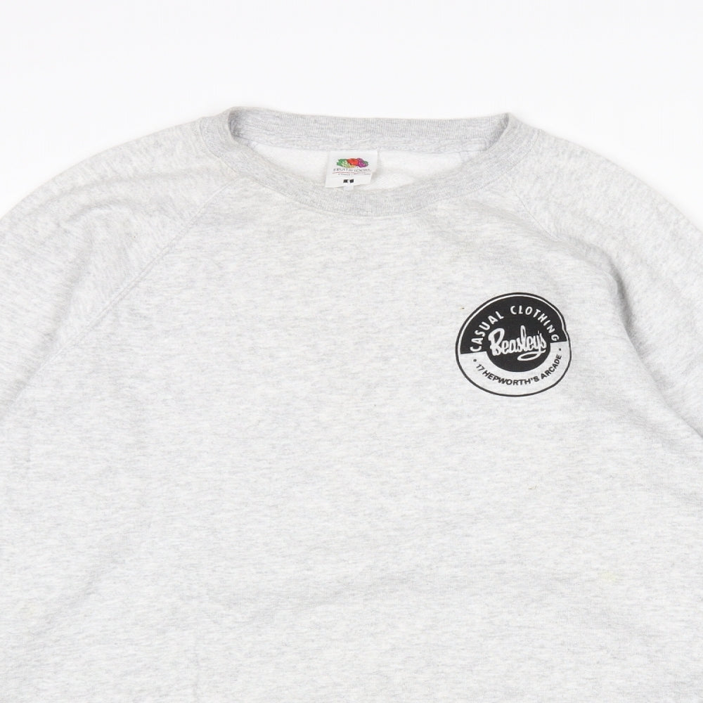 Fruit of the Loom Mens Grey  Cotton Pullover Sweatshirt Size L