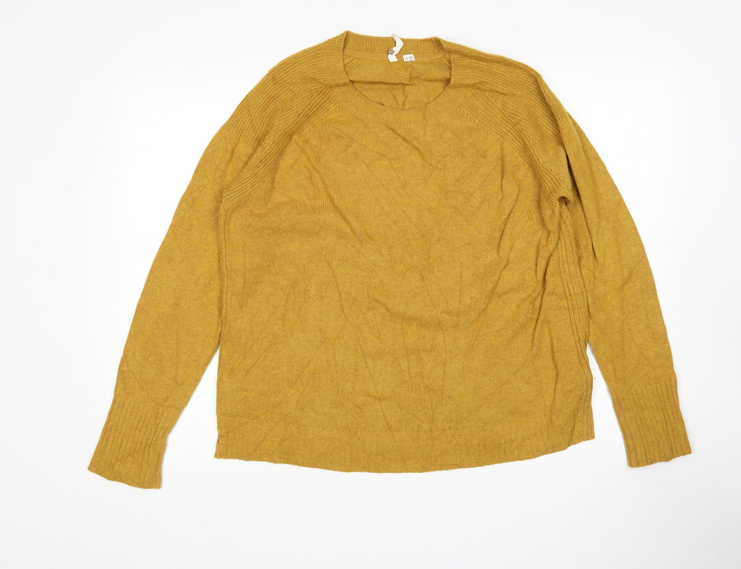 White Stuff Womens Yellow Round Neck  Nylon Pullover Jumper Size 16