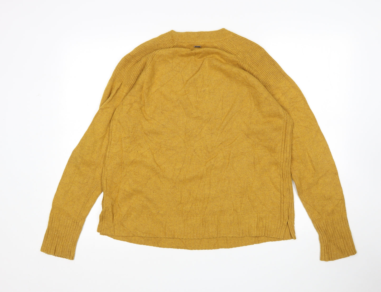 White Stuff Womens Yellow Round Neck  Nylon Pullover Jumper Size 16