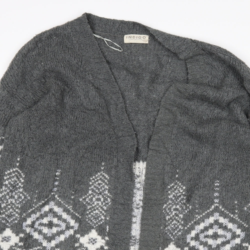 M&S Womens Multicoloured V-Neck Argyle/Diamond Acrylic Cardigan Jumper Size 14