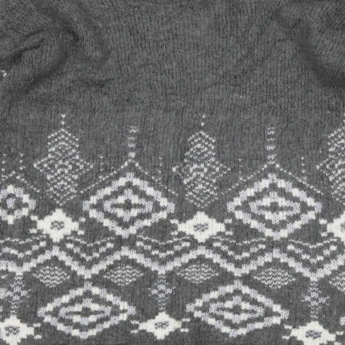 M&S Womens Multicoloured V-Neck Argyle/Diamond Acrylic Cardigan Jumper Size 14