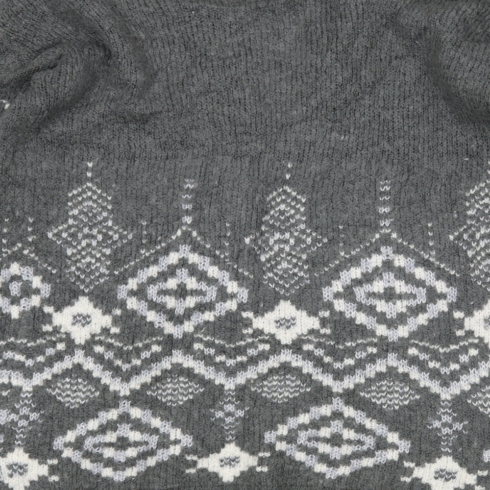 M&S Womens Multicoloured V-Neck Argyle/Diamond Acrylic Cardigan Jumper Size 14