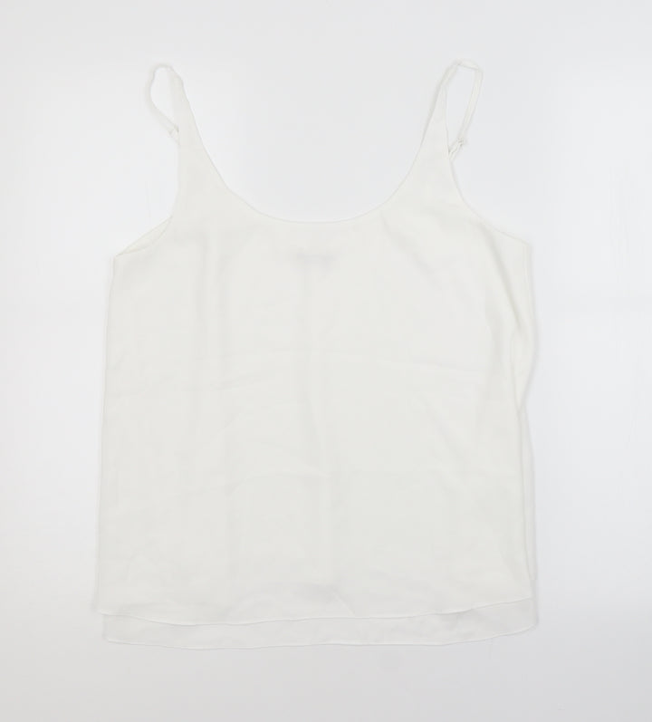 Miss Selfridge Womens White   Basic Tank Size 12 Scoop Neck