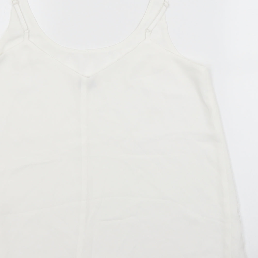Miss Selfridge Womens White   Basic Tank Size 12 Scoop Neck