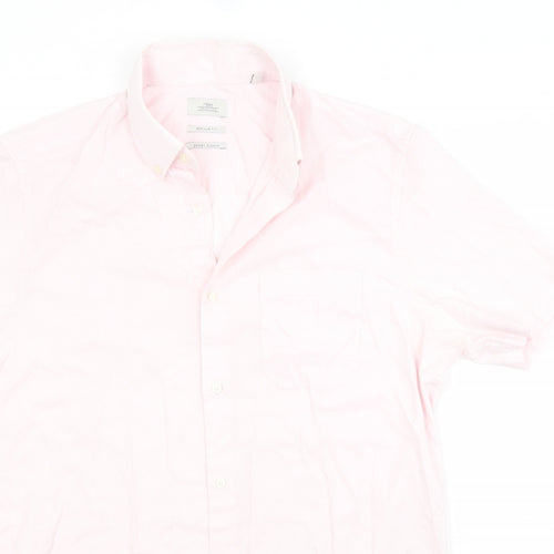 NEXT Mens Pink  Polyester  Button-Up Size 15.5 Collared