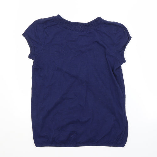F&F Womens Blue  Cotton Basic Blouse Size 10 Scoop Neck