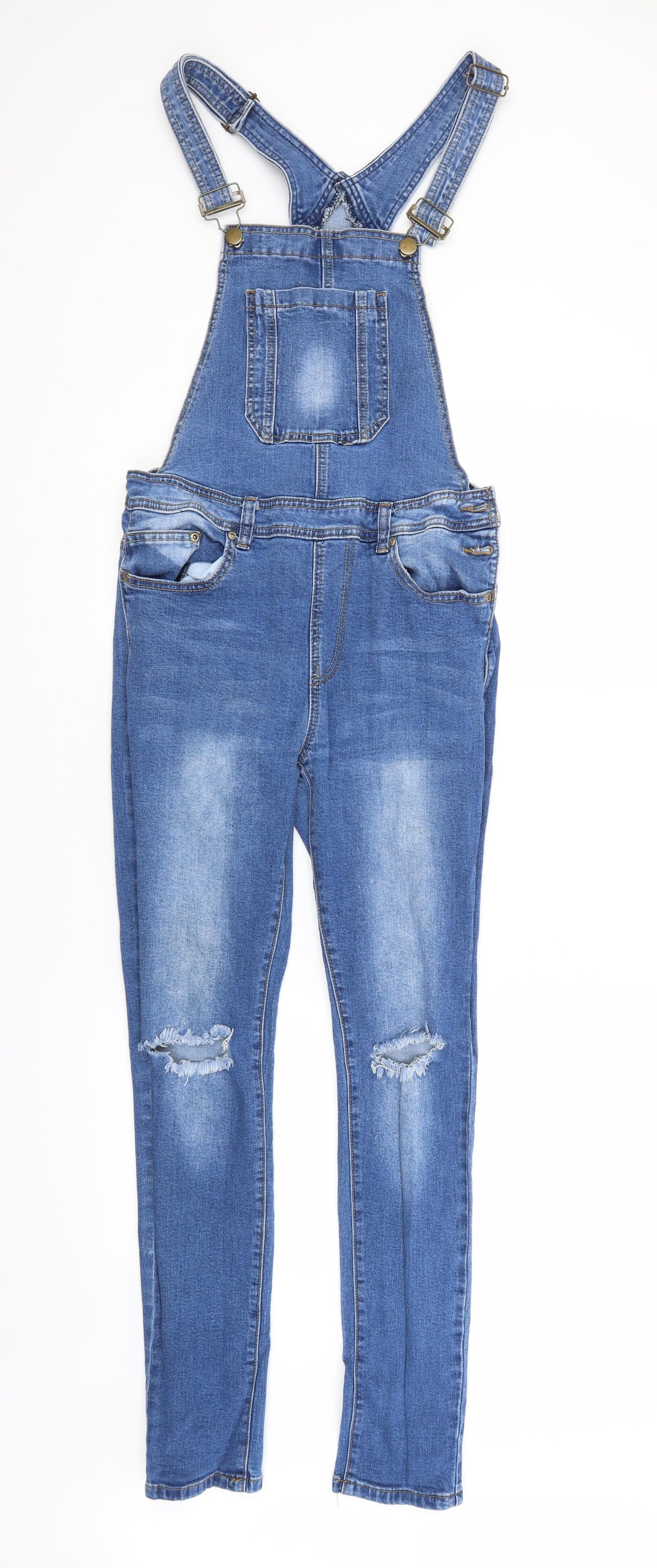 Boohoo Womens Blue  Cotton Dungaree One-Piece Size 14