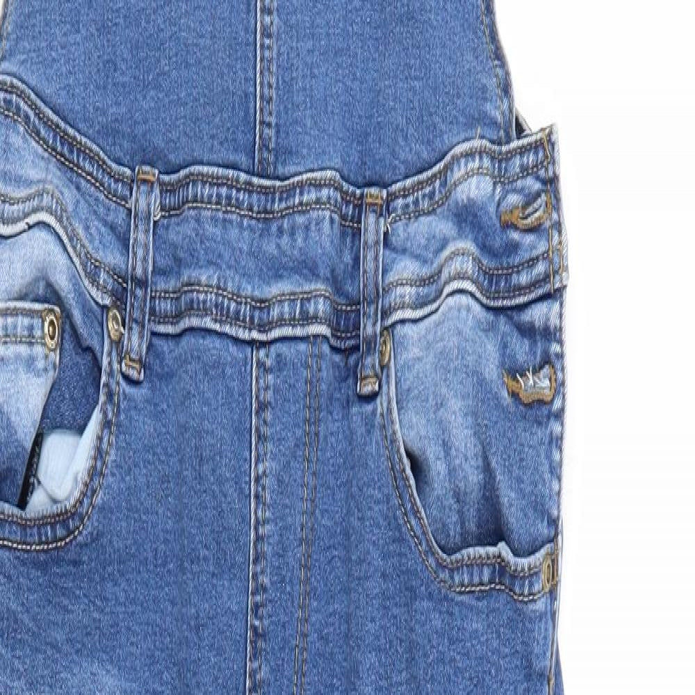 Boohoo Womens Blue  Cotton Dungaree One-Piece Size 14