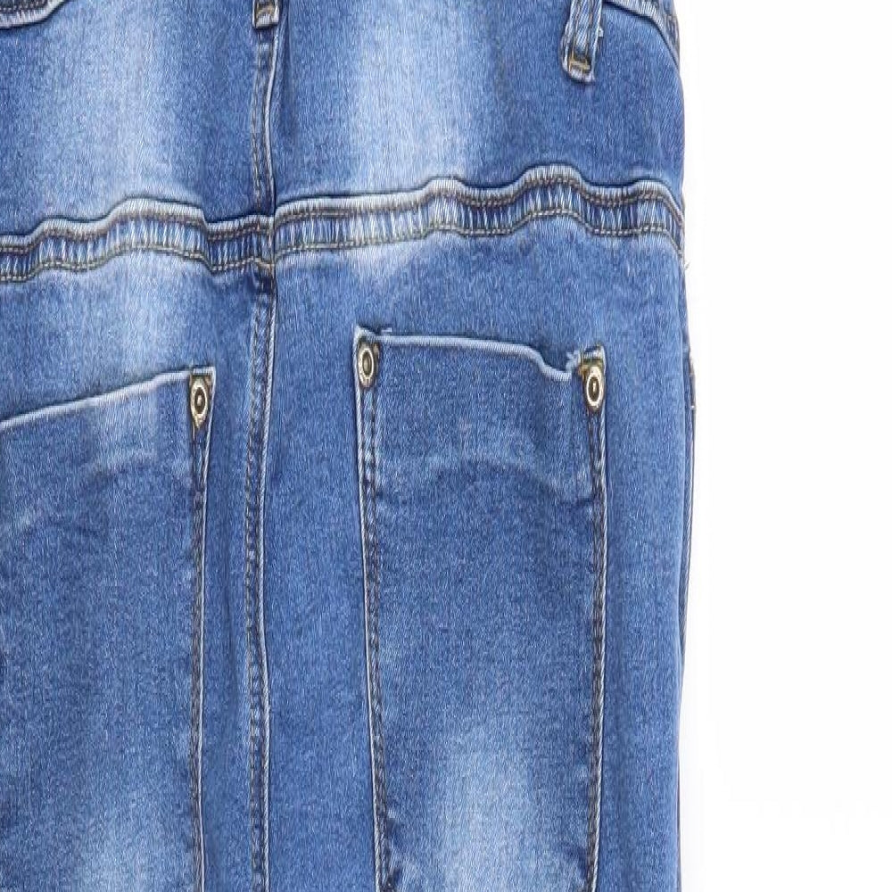 Boohoo Womens Blue  Cotton Dungaree One-Piece Size 14