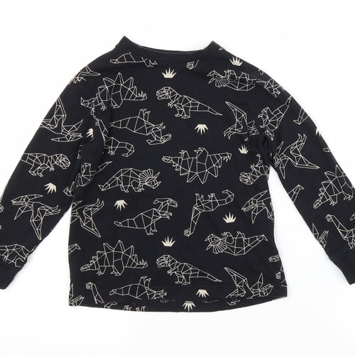 F&F Boys Black Animal Print Cotton  Pyjama Top Size 5-6 Years   - DINOSAURS