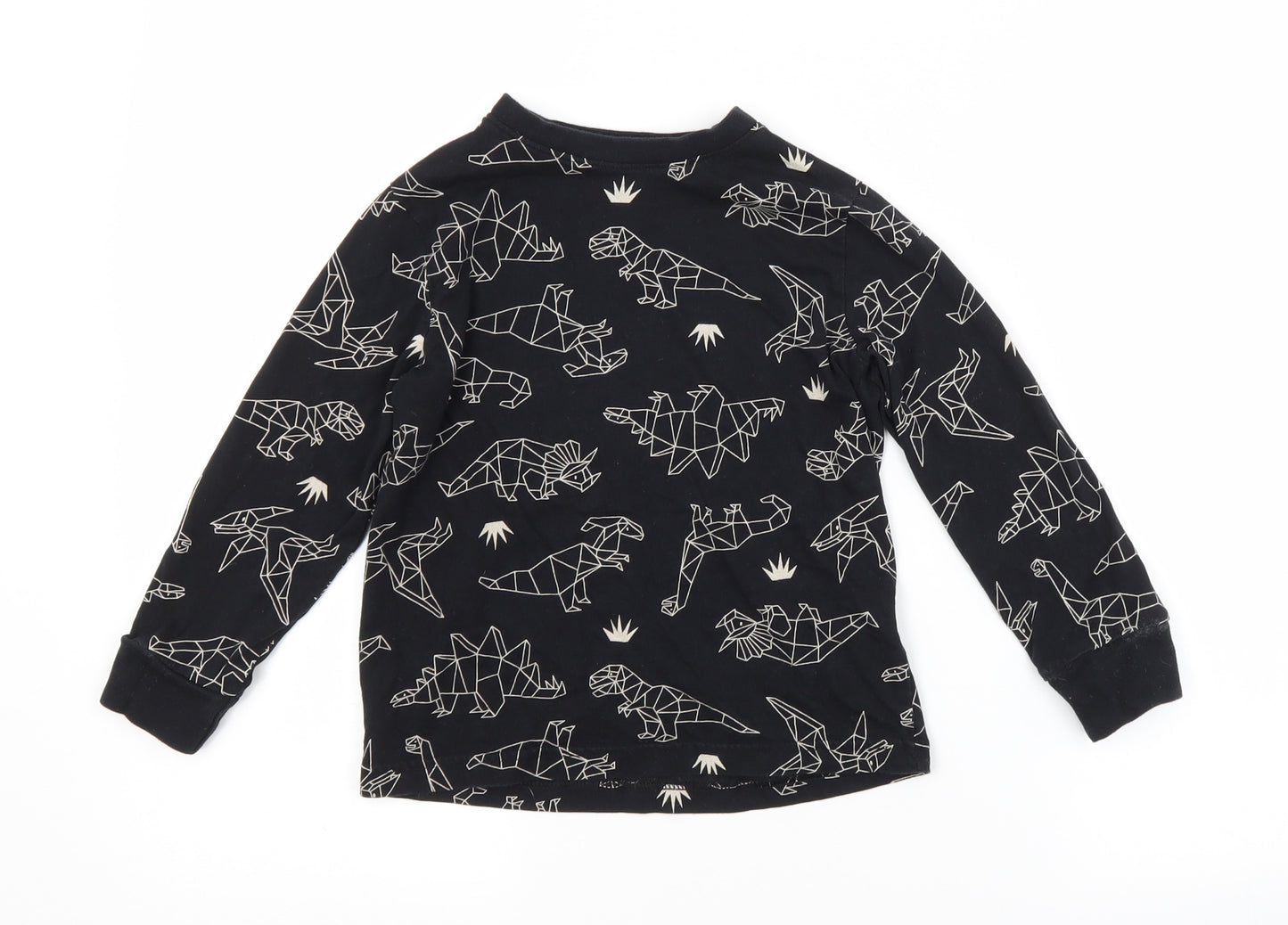 F&F Boys Black Animal Print Cotton  Pyjama Top Size 5-6 Years   - DINOSAURS