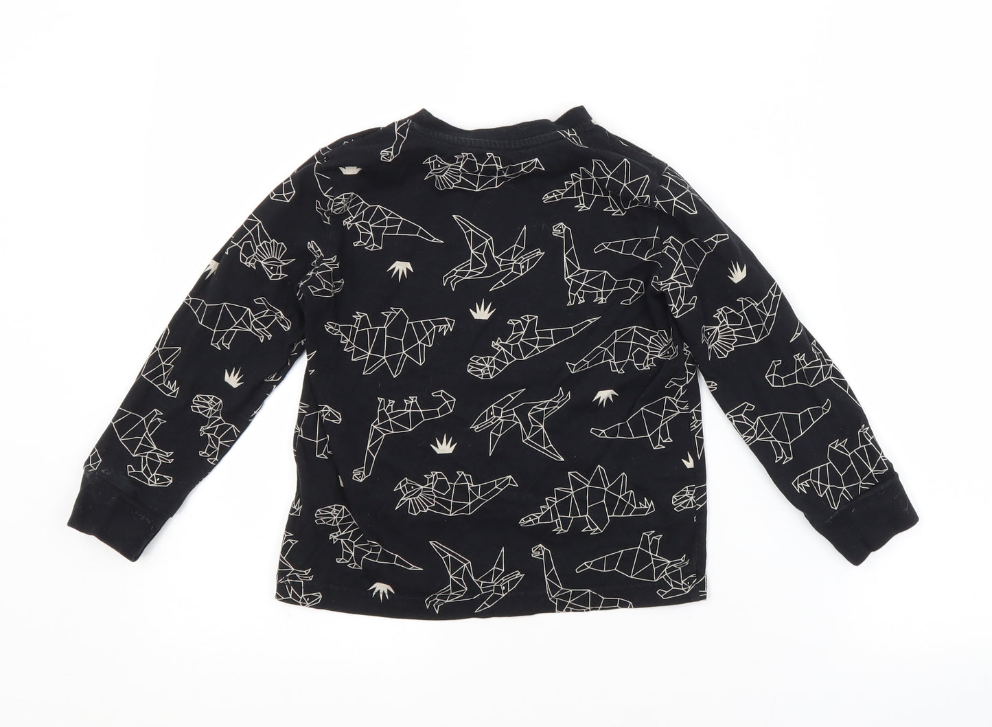 F&F Boys Black Animal Print Cotton  Pyjama Top Size 5-6 Years   - DINOSAURS
