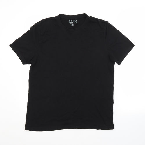 Boohoo Mens Black  Cotton  T-Shirt Size M Crew Neck
