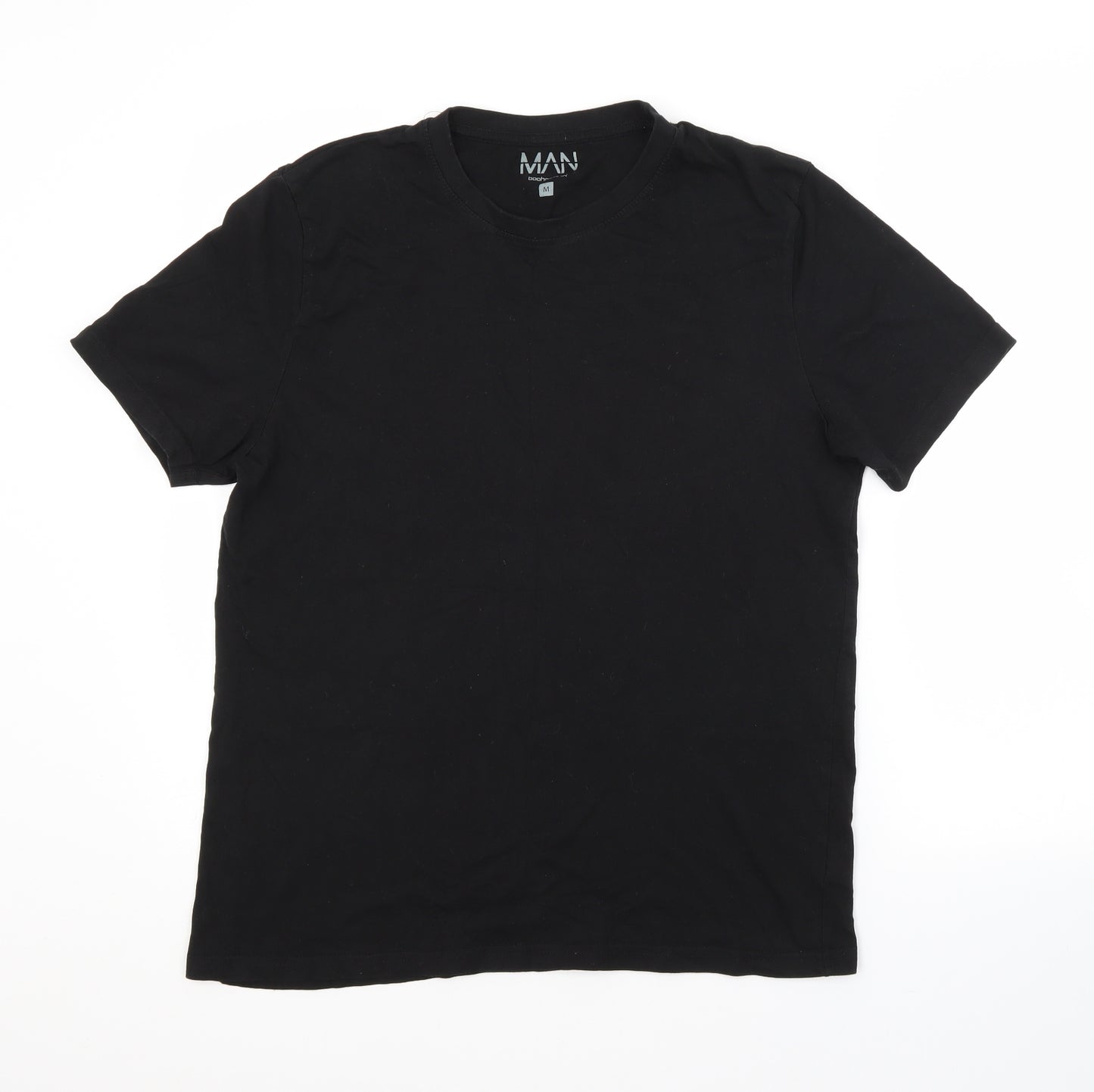 Boohoo Mens Black  Cotton  T-Shirt Size M Crew Neck