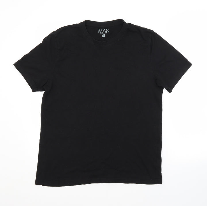Boohoo Mens Black  Cotton  T-Shirt Size M Crew Neck