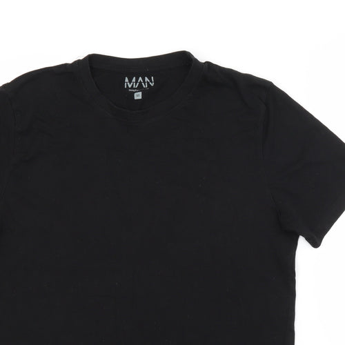 Boohoo Mens Black  Cotton  T-Shirt Size M Crew Neck