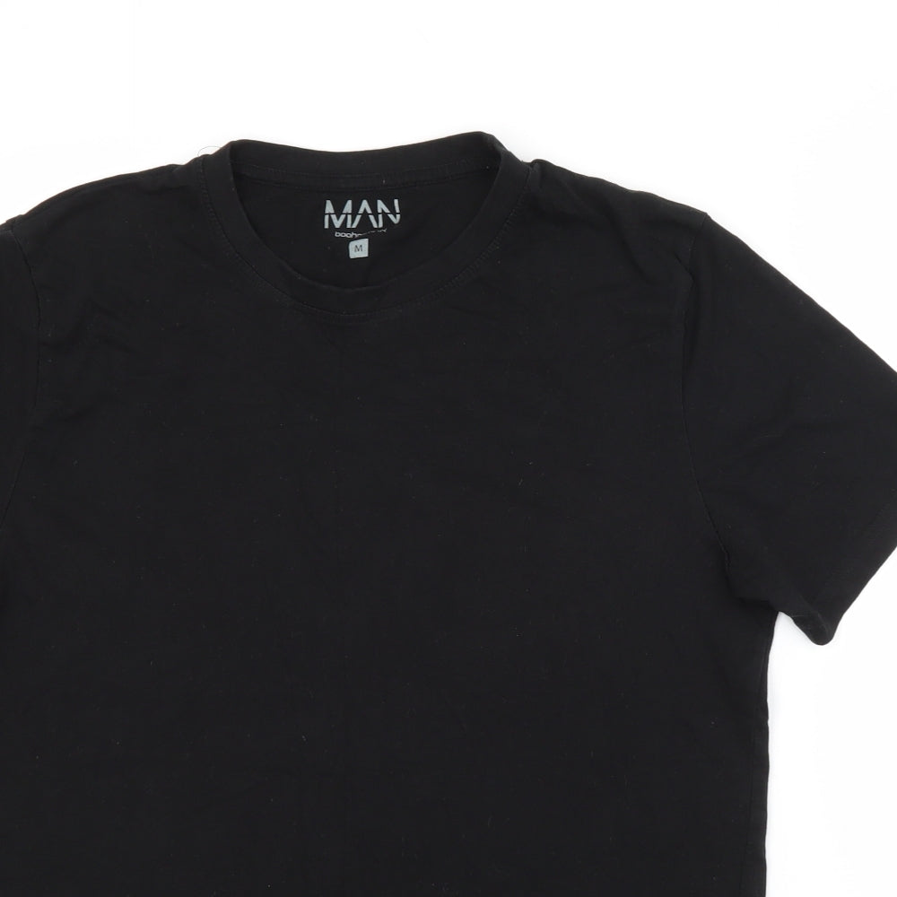 Boohoo Mens Black  Cotton  T-Shirt Size M Crew Neck