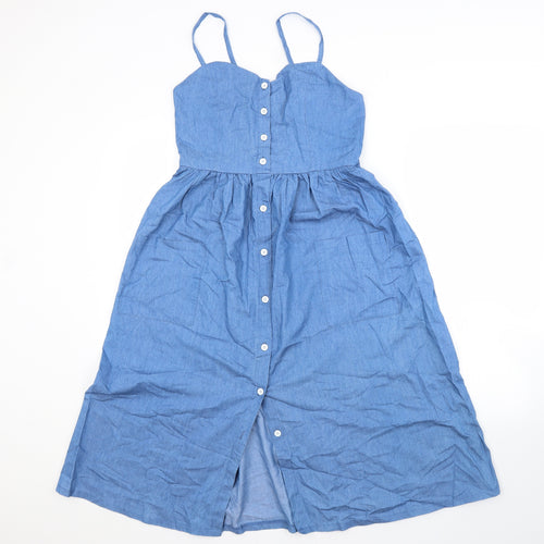 Preworn Womens Blue  Polyester A-Line  Size L  Square Neck