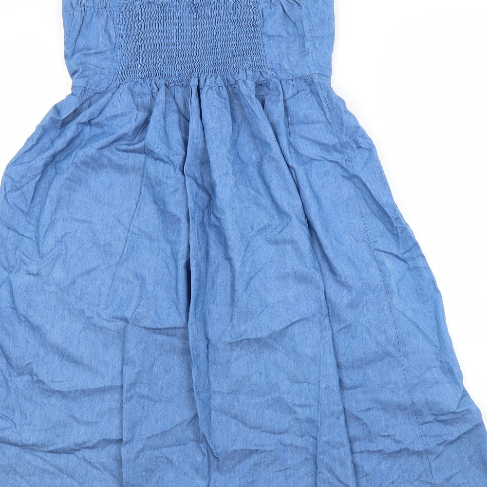 Preworn Womens Blue  Polyester A-Line  Size L  Square Neck