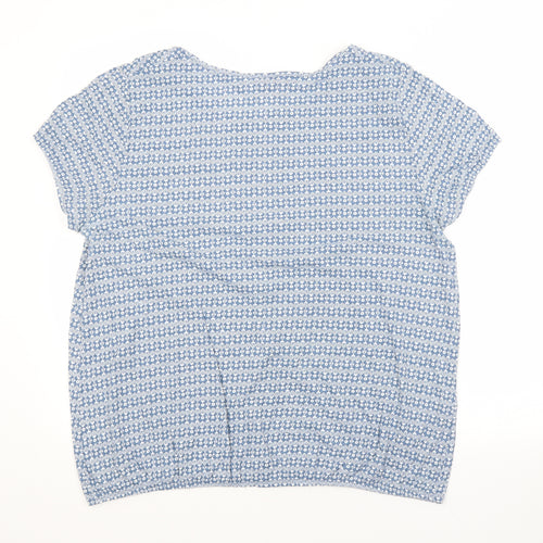 BPC Womens Blue Argyle/Diamond Cotton Basic T-Shirt Size 16 Scoop Neck