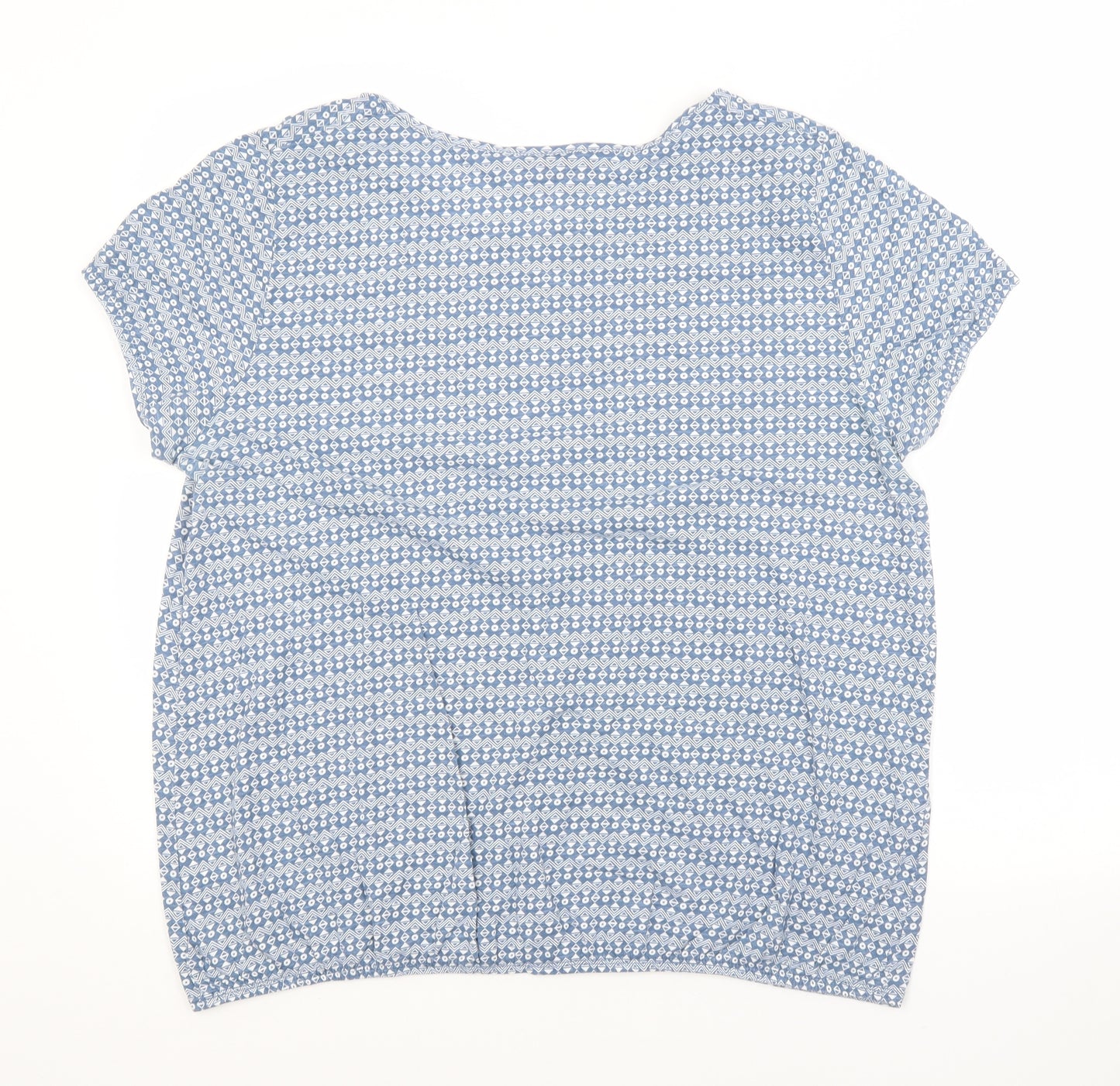 BPC Womens Blue Argyle/Diamond Cotton Basic T-Shirt Size 16 Scoop Neck