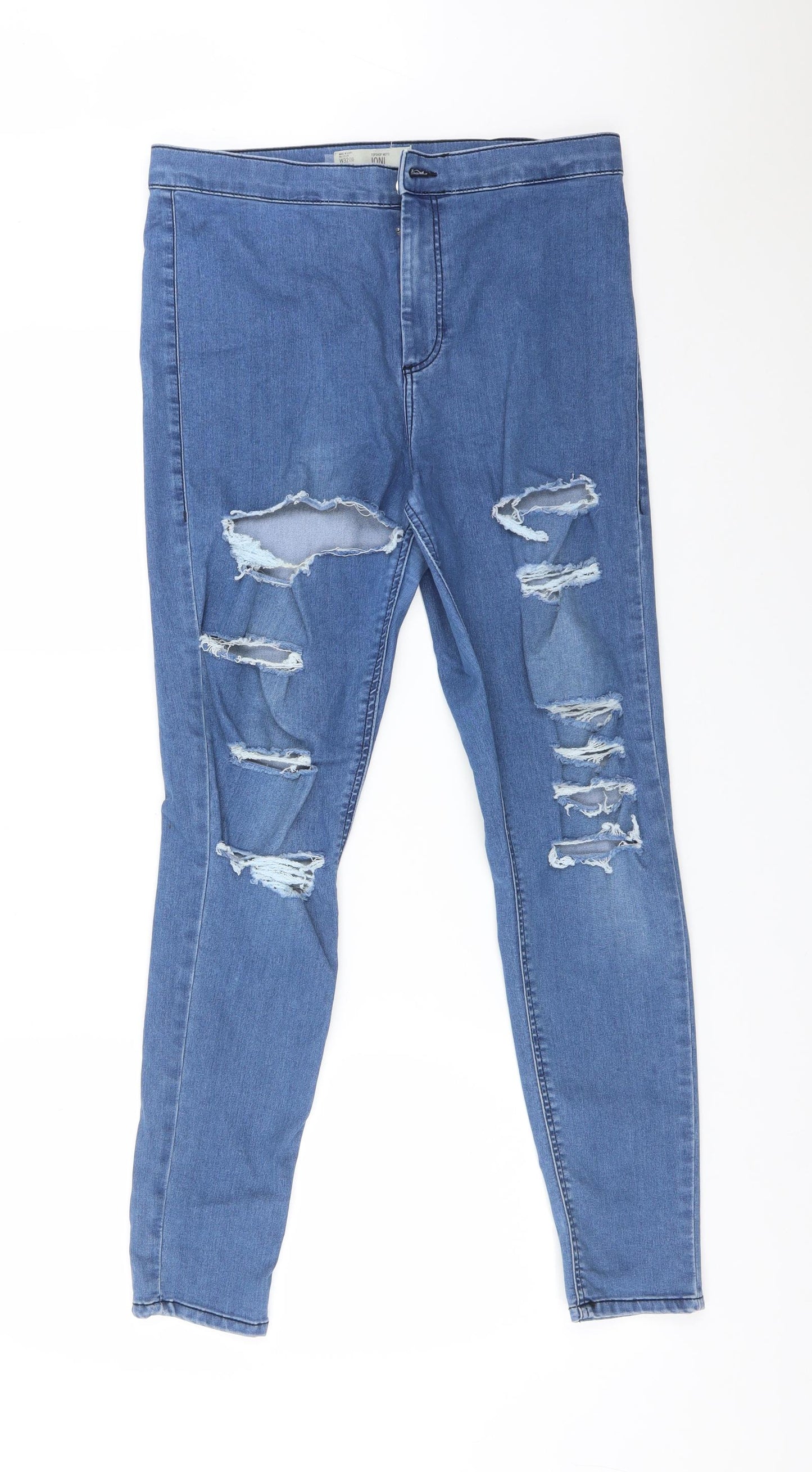 Topshop Womens Blue  Cotton Jegging Jeans Size 32 L32 in Regular