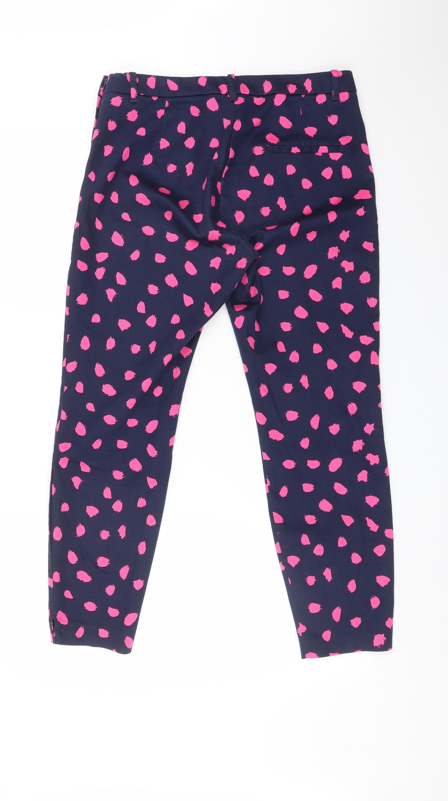 H&M Womens Multicoloured Polka Dot Cotton Chino Trousers Size 12 L26 in Regular
