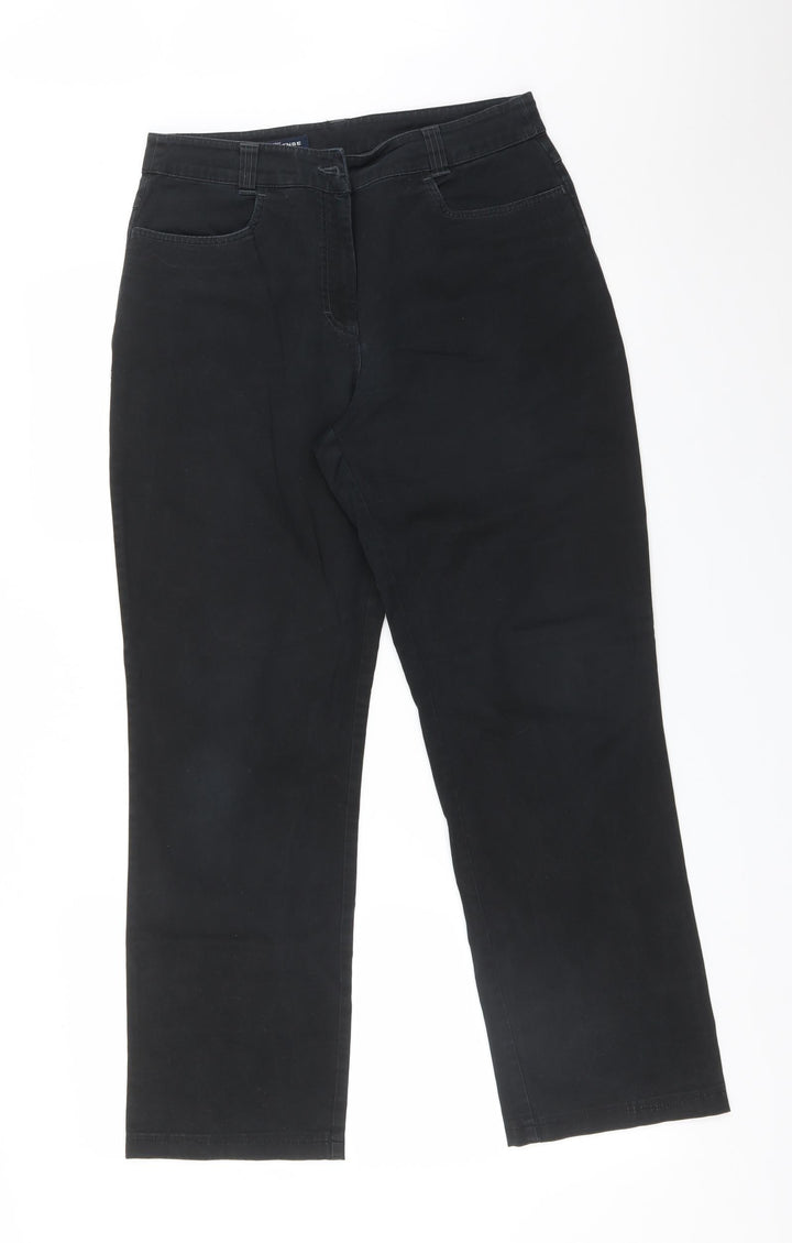 Your Sixth Sense Womens Black  Cotton Straight Jeans Size 12 L27 in Regular