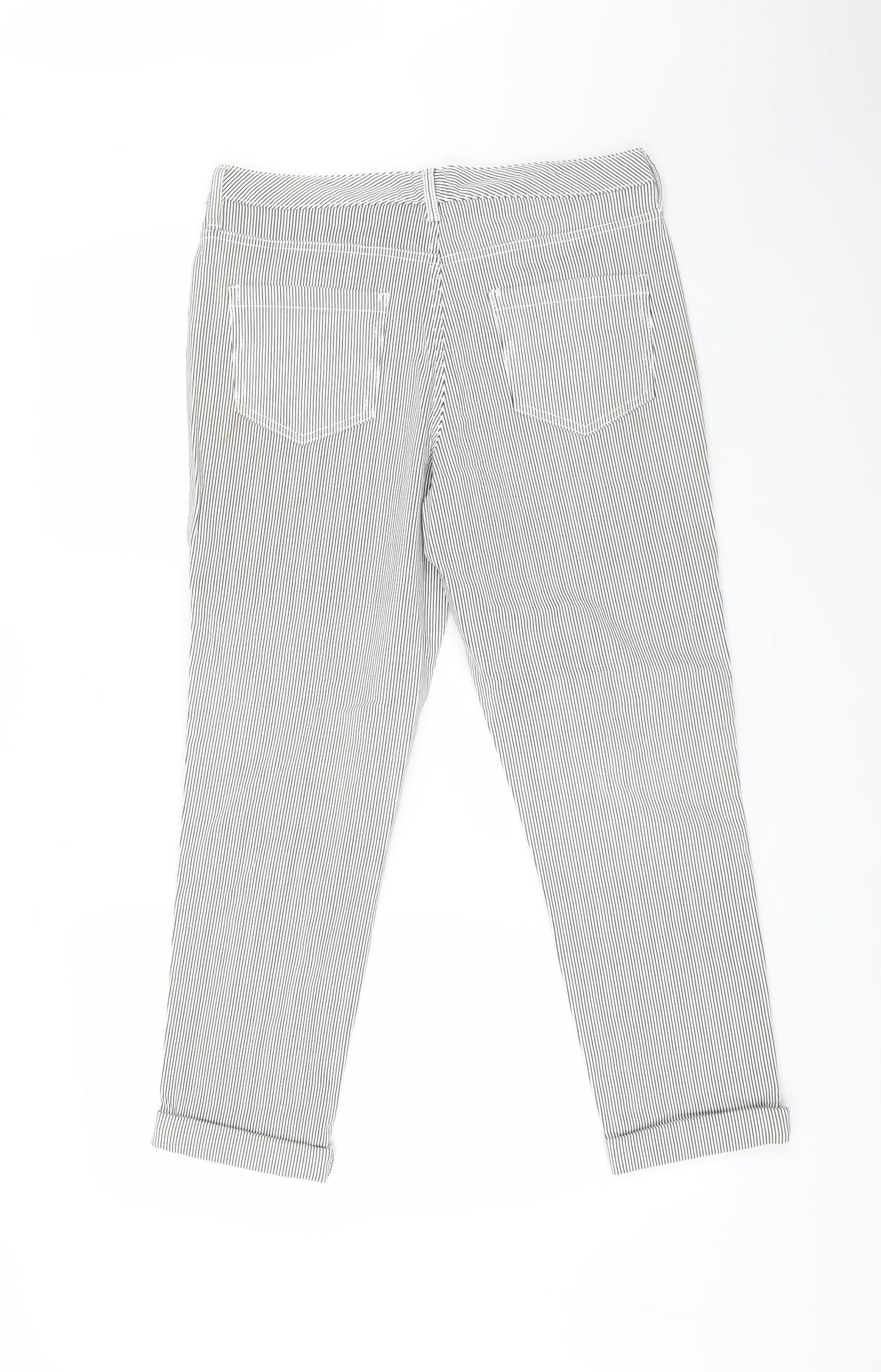 F&F Womens Multicoloured Striped Cotton Straight Jeans Size 12 L25 in Regular