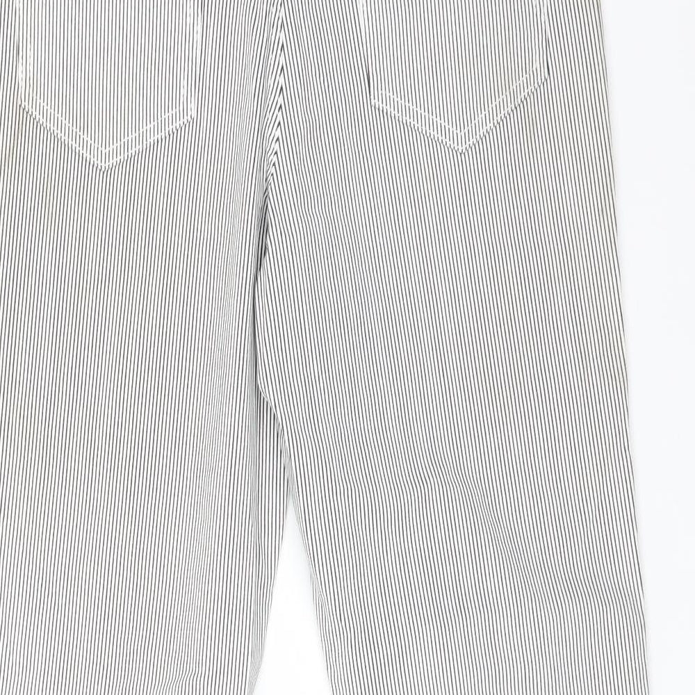 F&F Womens Multicoloured Striped Cotton Straight Jeans Size 12 L25 in Regular