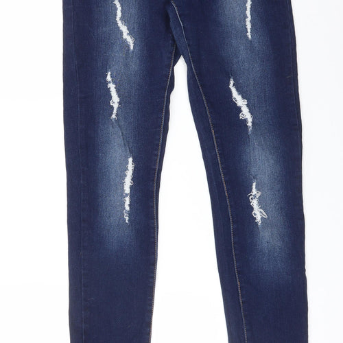 HOT BOTTOM Womens Blue  Cotton Skinny Jeans Size L L31 in Regular