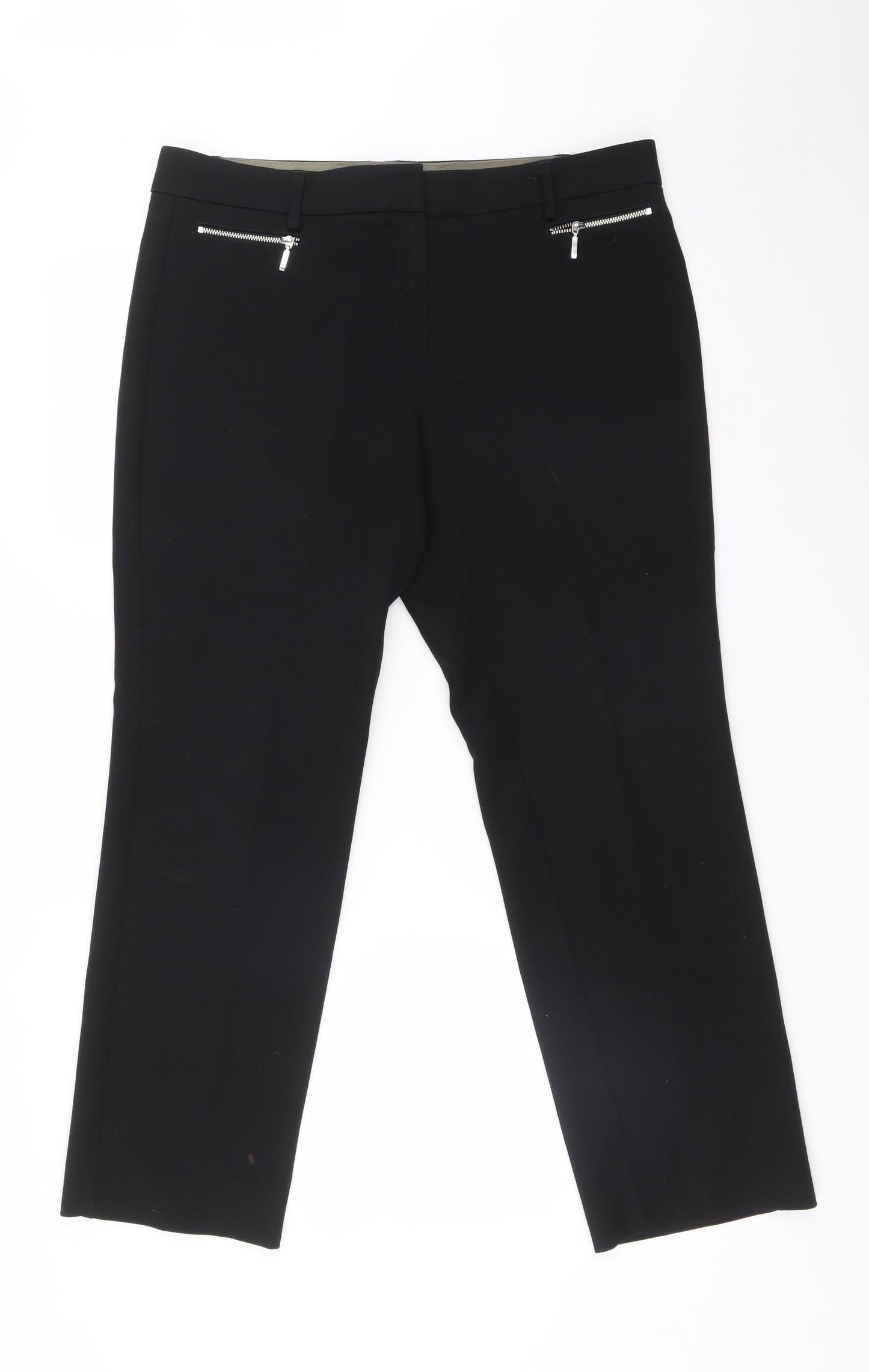 M&S Womens Black  Polyester Dress Pants Trousers Size 14 L27 in Regular