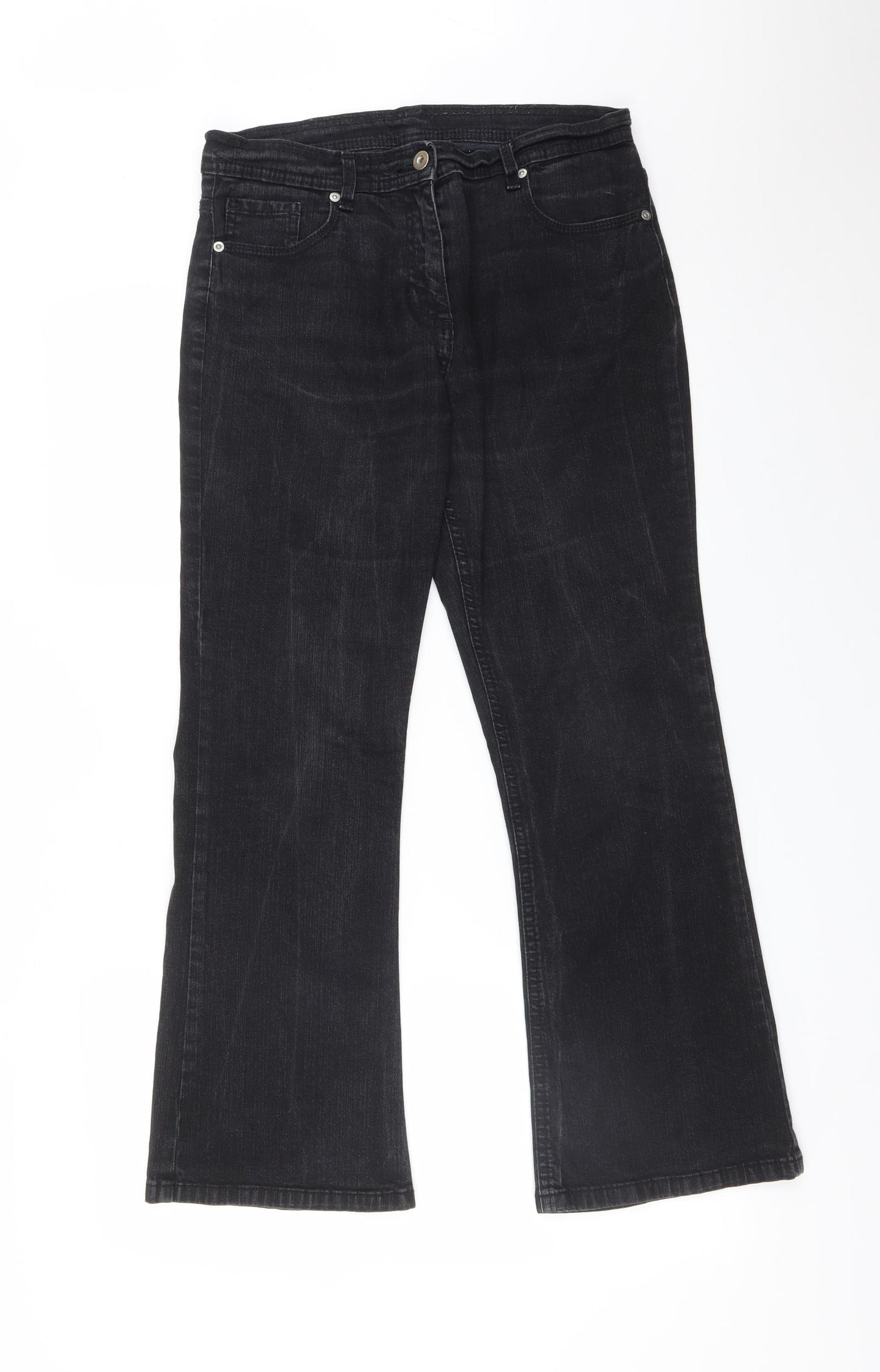 M&S Womens Black  Cotton Bootcut Jeans Size 12 L27 in Regular